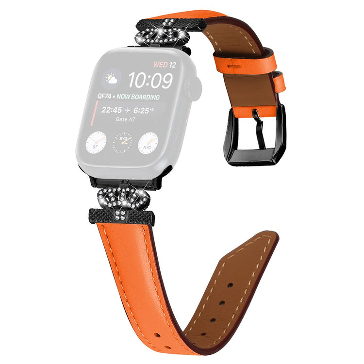 Flot Kunstlæder Og Rhinsten Universal Rem passer til Apple Smartwatch - Orange#serie_2