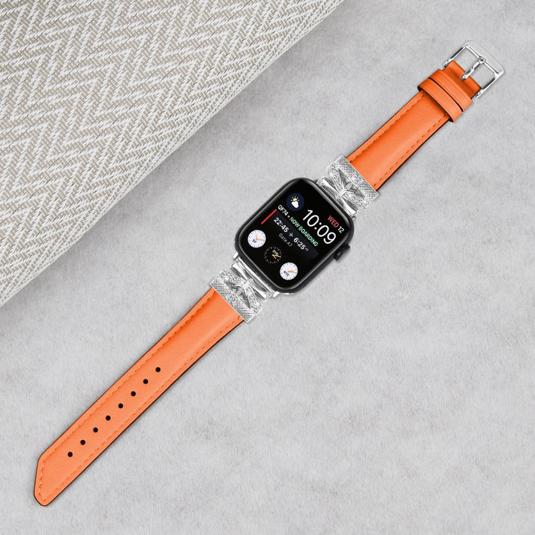 Cool Kunstlæder Og Rhinsten Universal Rem passer til Apple Smartwatch - Orange#serie_2