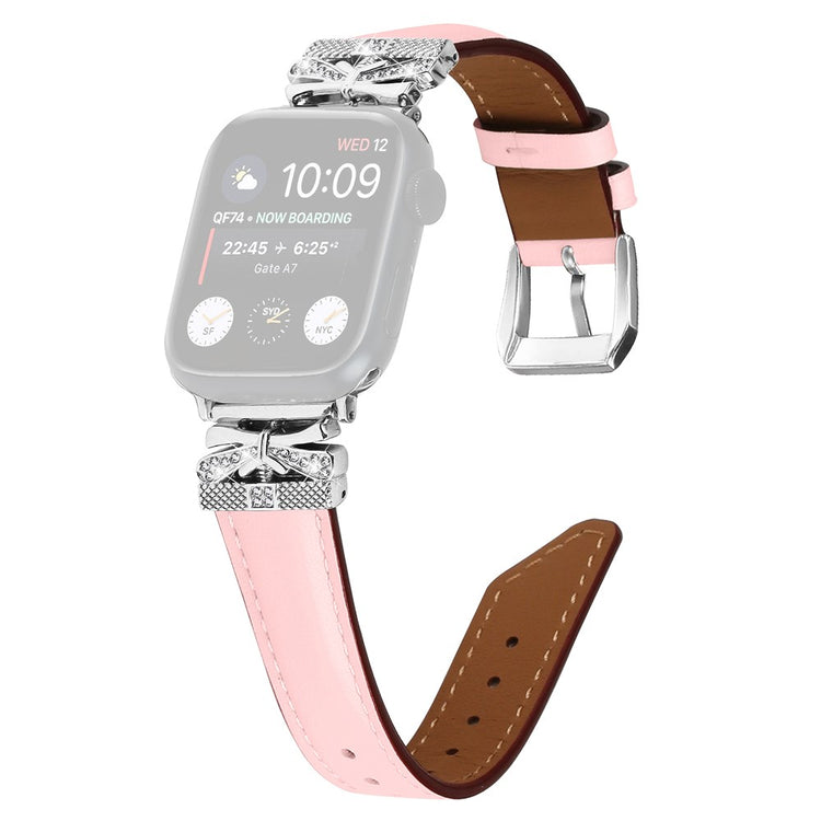 Cool Kunstlæder Og Rhinsten Universal Rem passer til Apple Smartwatch - Pink#serie_3