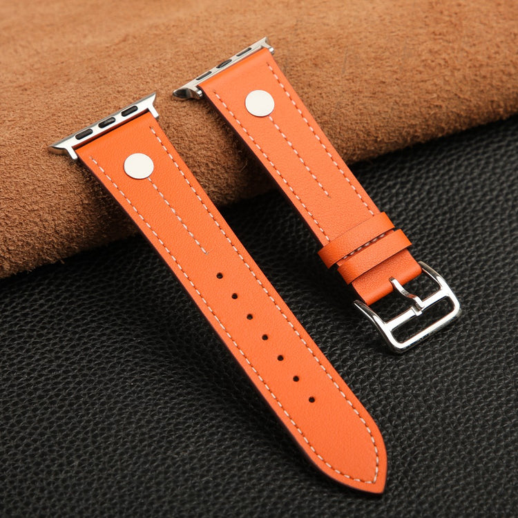 Glimrende Ægte Læder Universal Rem passer til Apple Smartwatch - Orange#serie_2
