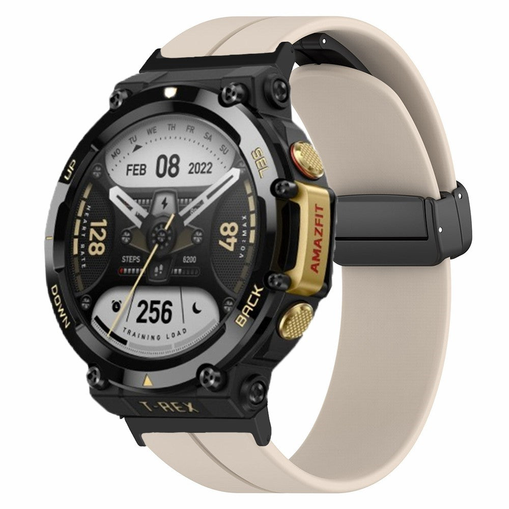 Huami Amazfit T-Rex 2 Silicone Watch Band Magnetic Folding Buckle Wrist Strap - Retro White#serie_4