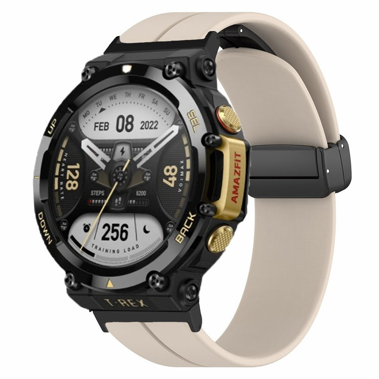 Huami Amazfit T-Rex 2 Silicone Watch Band Magnetic Folding Buckle Wrist Strap - Retro White#serie_4