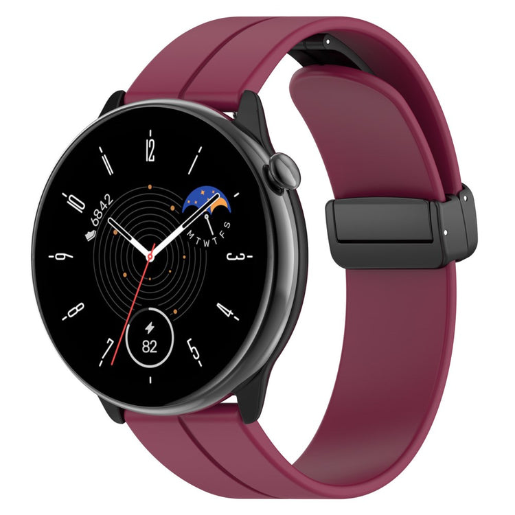 Huami Amazfit GTR Mini / GTS 4 / 3 / 2 / Bip 3 Watch Band Magnetic Folding Buckle 20mm Silicone Strap - Wine Red#serie_8