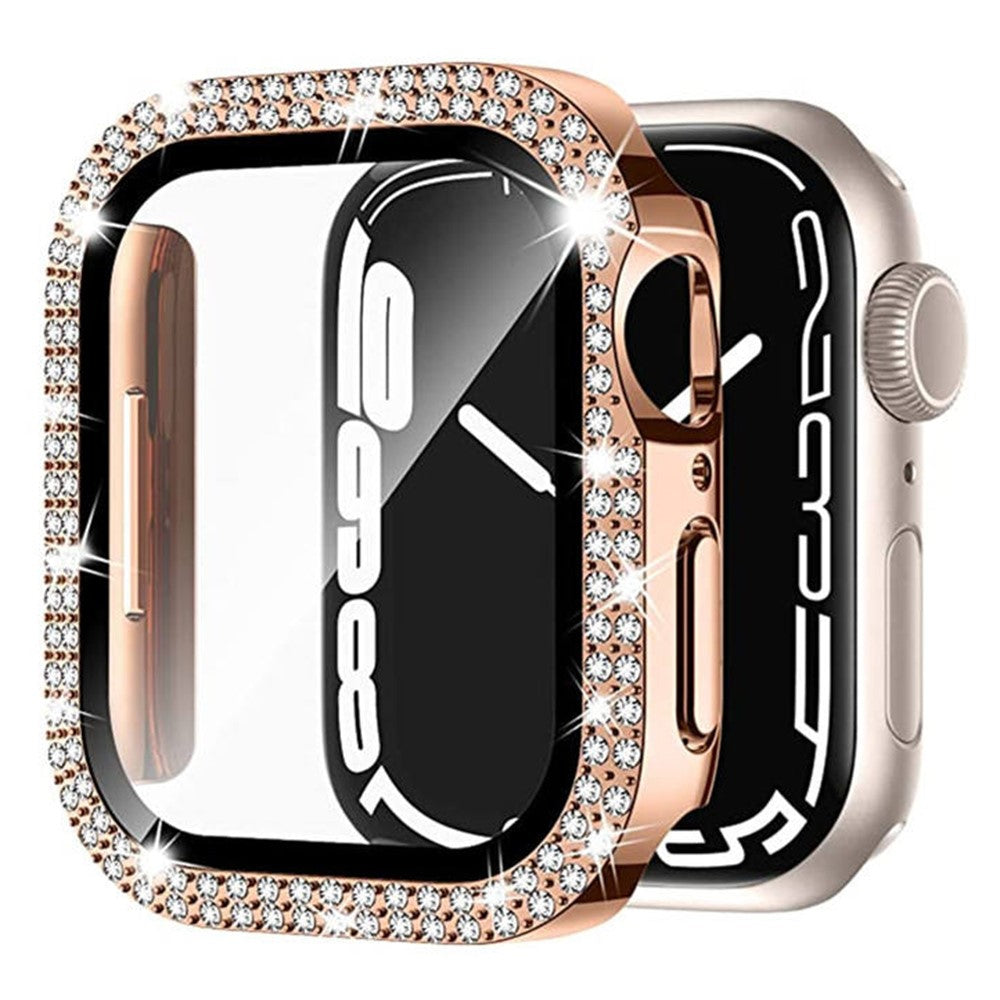 Fint Universal Cover med Skærmbeskytter i Rhinsten og Glas passer til Apple Smartwatch - Pink#serie_1