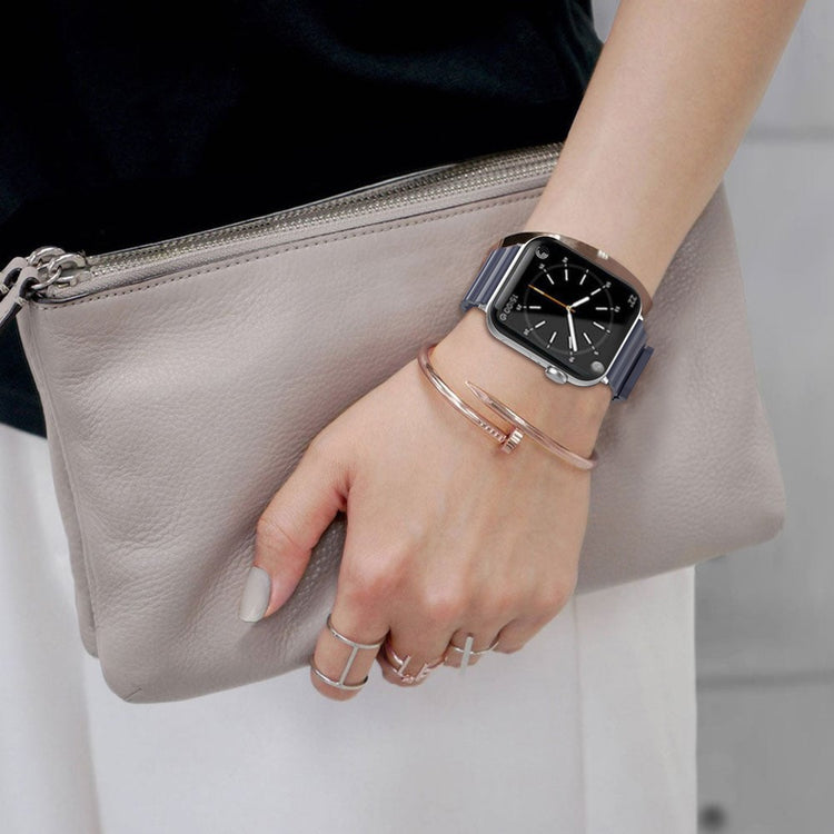 Rigtigt Slidstærk Silikone Universal Rem passer til Apple Smartwatch - Blå#serie_4