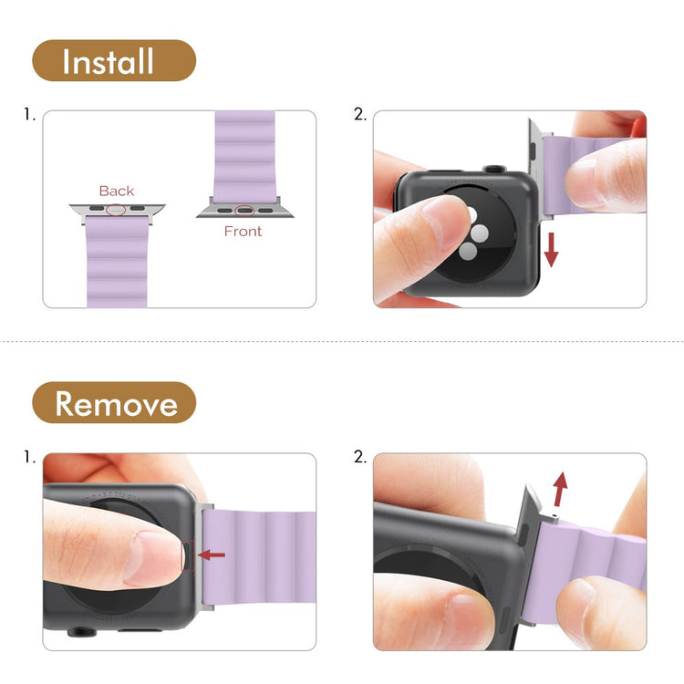 Rigtigt Slidstærk Silikone Universal Rem passer til Apple Smartwatch - Lilla#serie_5