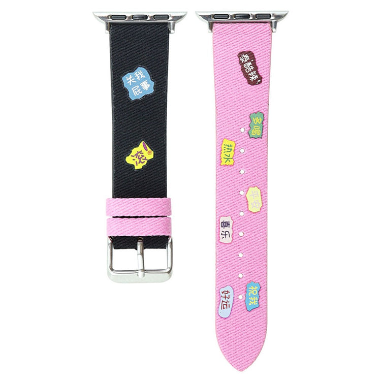 Apple Watch Series 9 45mm / Ultra 2 cute words nylon strap - Black / Pink#serie_1