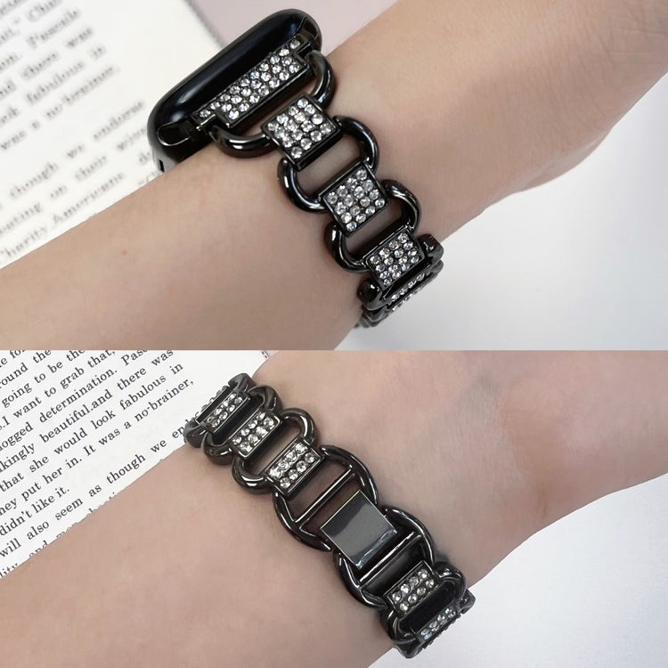 Apple Watch Series 9 45mm / Ultra 2 rhinestone décor metal strap - Silver#serie_2