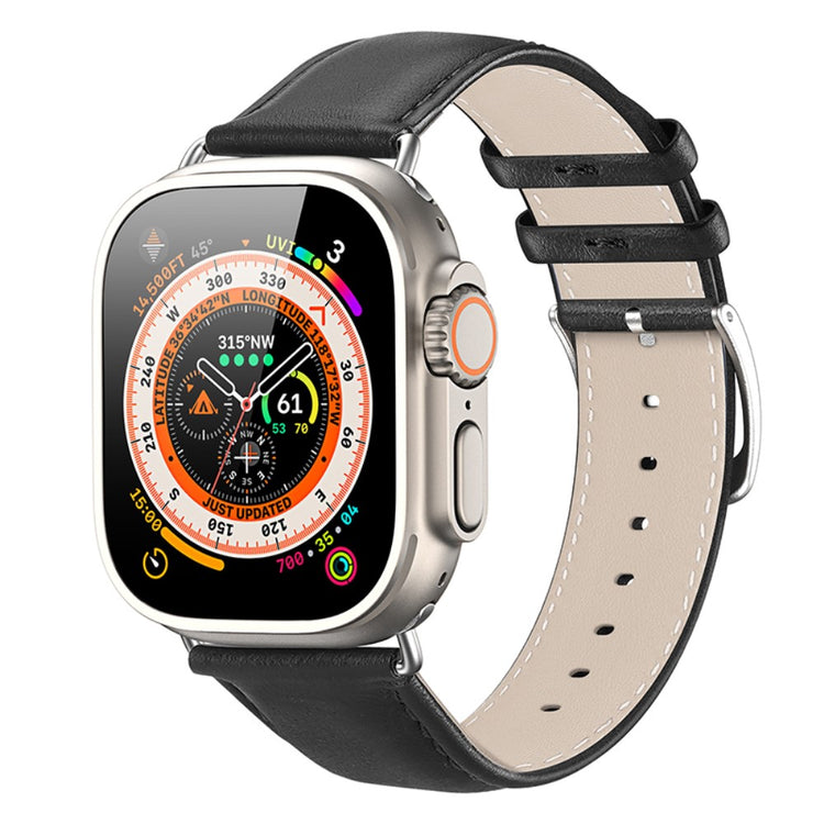 Skøn Metal Og Kunstlæder Universal Rem passer til Apple Smartwatch - Sort#serie_1