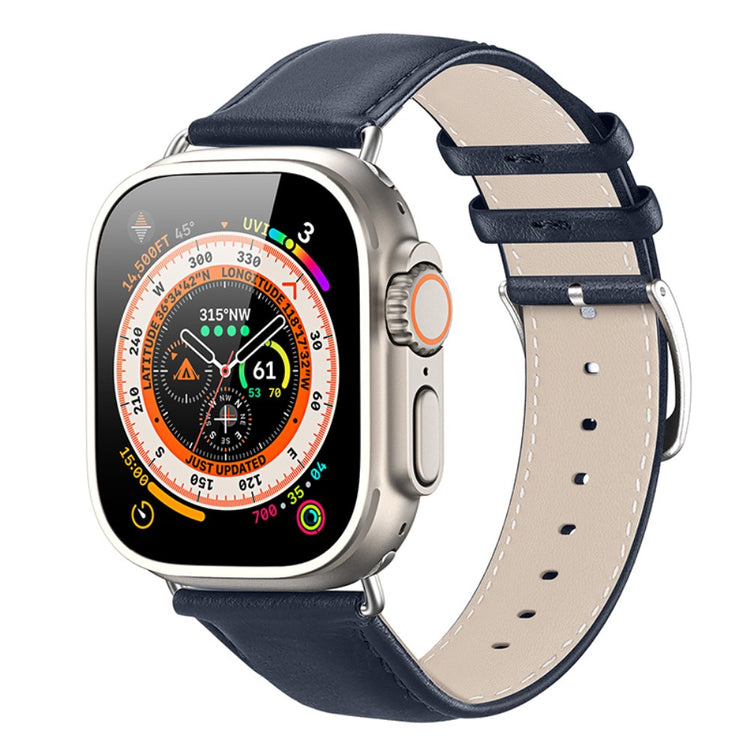 Skøn Metal Og Kunstlæder Universal Rem passer til Apple Smartwatch - Blå#serie_2