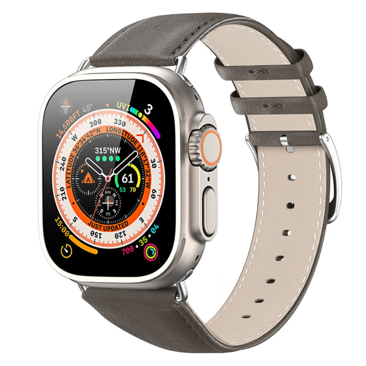 Skøn Metal Og Kunstlæder Universal Rem passer til Apple Smartwatch - Sølv#serie_4