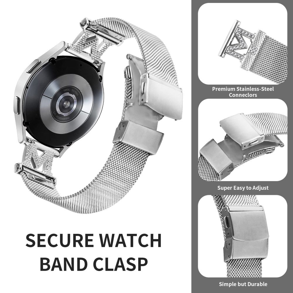 Vildt Fed Metal Og Rhinsten Universal Rem passer til Smartwatch - Sølv#serie_055