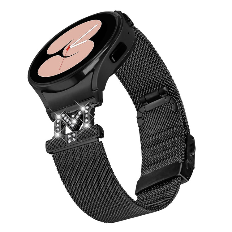 Super Smuk Metal Og Rhinsten Universal Rem passer til Smartwatch - Sort#serie_149