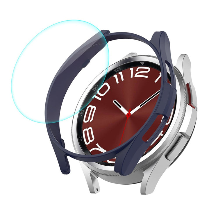 HAT PRINCE Samsung Galaxy Watch 6 Classic (43mm) electroplating cover with 0.2mm tempered glass - Dark Blue#serie_5