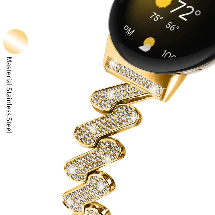 Helt Vildt Fint Metal Og Rhinsten Rem passer til Google Pixel Watch - Guld#serie_2