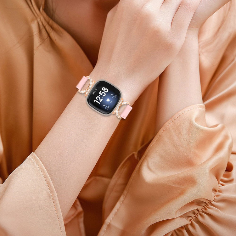 Helt Vildt Flot Kunstlæder Universal Rem passer til Fitbit Smartwatch - Pink#serie_2