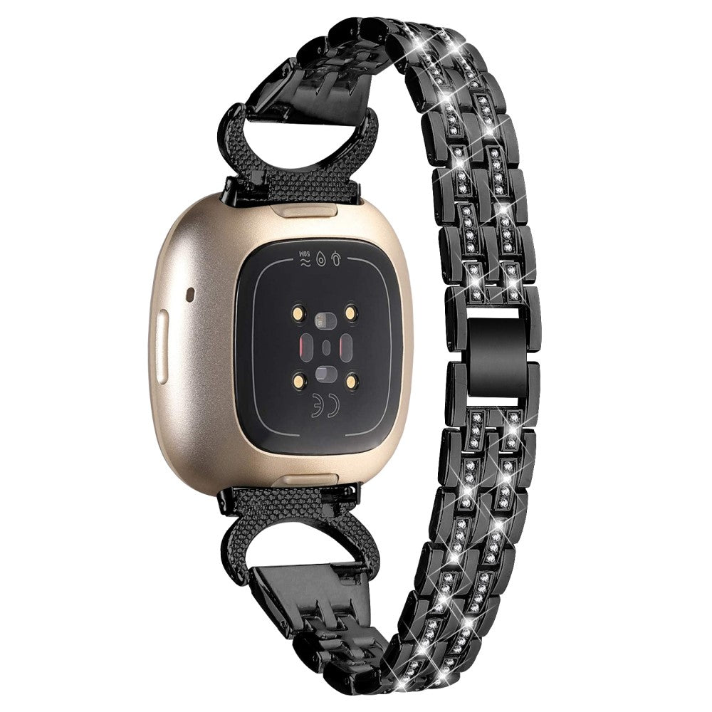 Flot Metal Universal Rem passer til Fitbit Sense 2 / Fitbit Versa 4 - Sort#serie_1