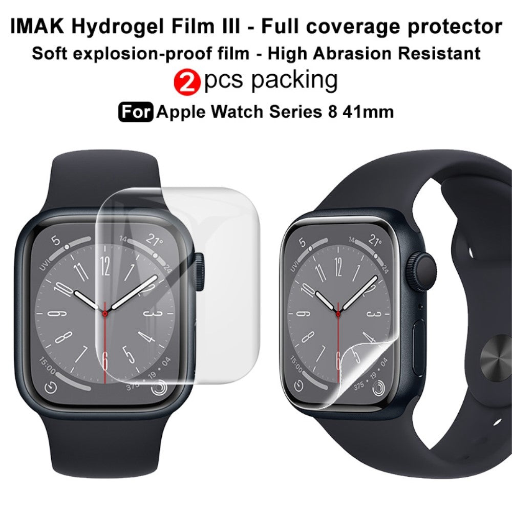 2stk Apple Watch Series 8 (41mm) / Apple Watch Series 7 41mm Silikone Skærmbeskytter - Gennemsigtig#serie_614