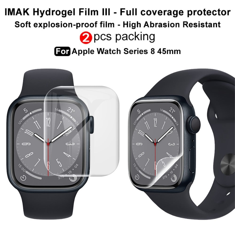 2stk Apple Watch Series 8 (45mm) / Apple Watch Series 7 45mm Silikone Skærmbeskytter - Gennemsigtig#serie_611