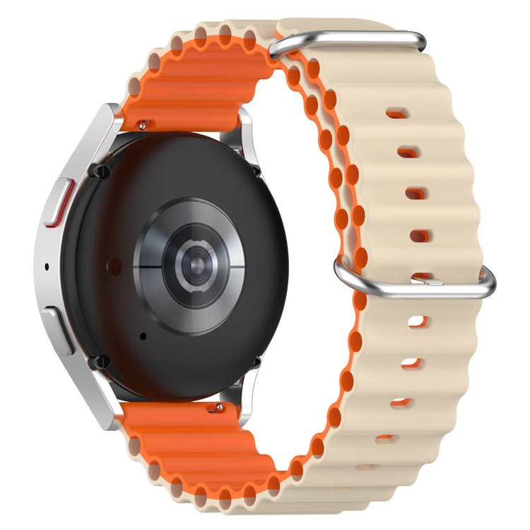 20mm Universal dual color silicone watch strap - Beige / Orange#serie_10