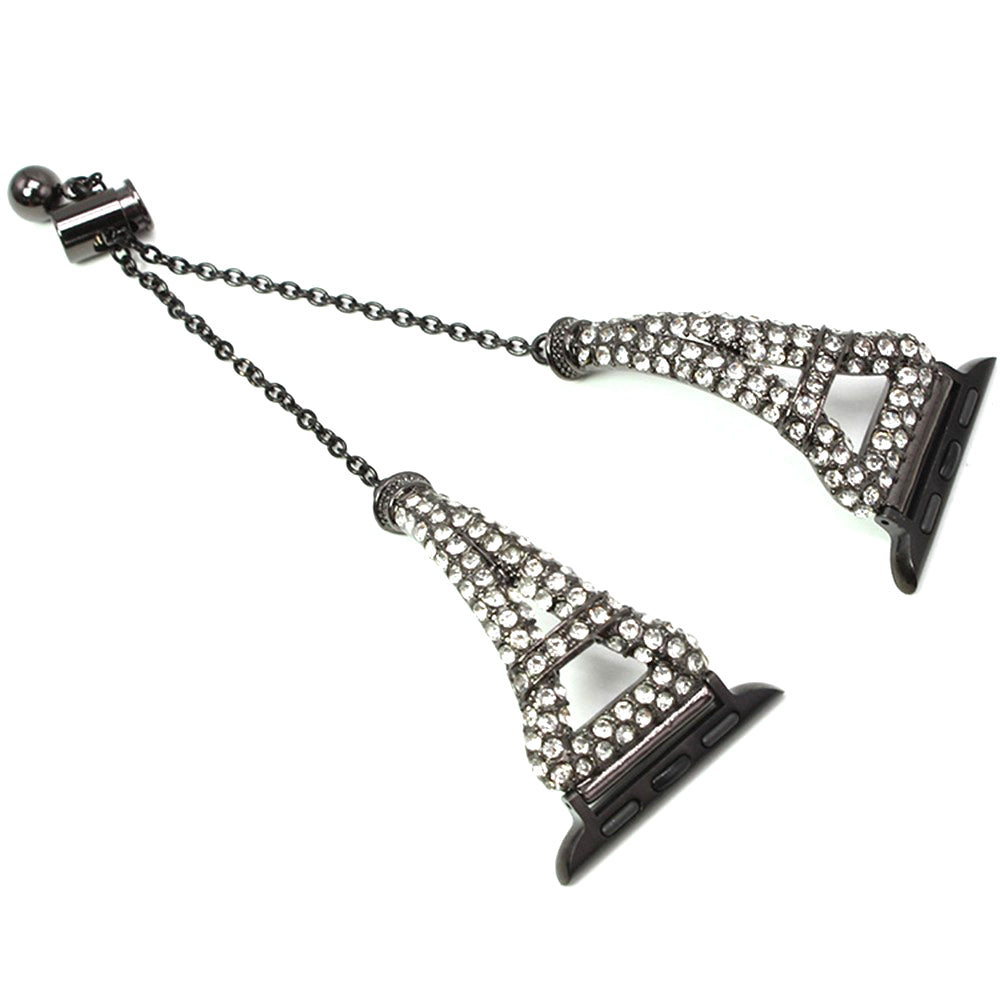 Helt vildt nydelig Universal Apple Metal og Rhinsten Rem - Sort#serie_1