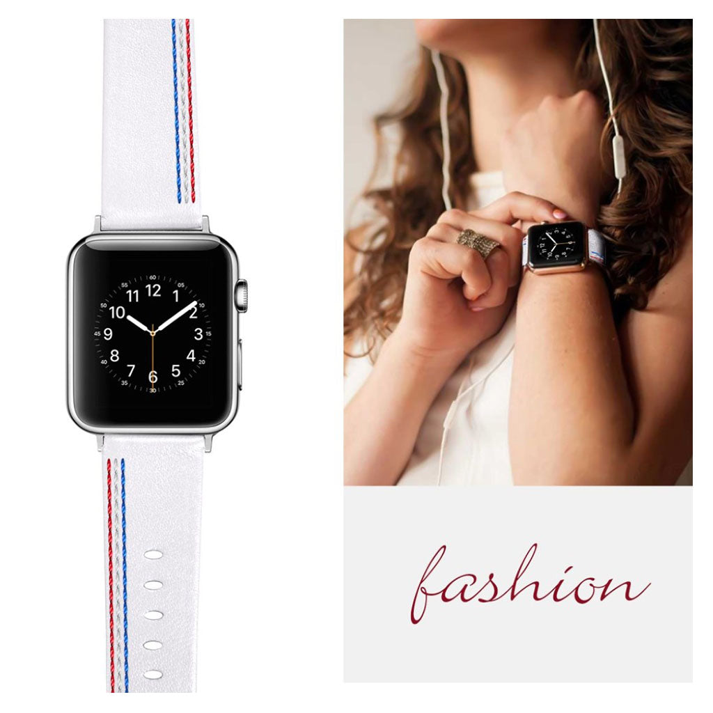 Helt vildt elegant Apple Watch Series 4 40mm Ægte læder Rem - Hvid#serie_1