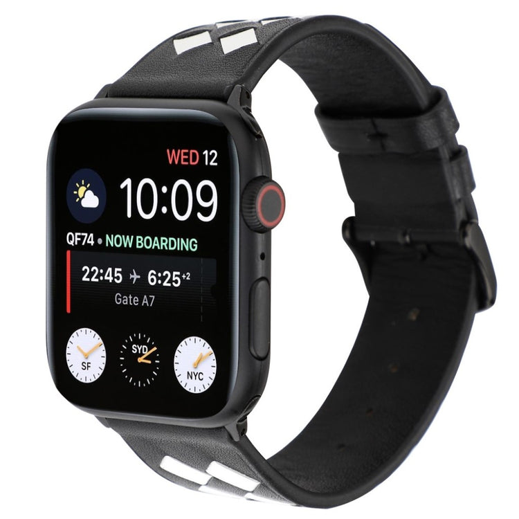 Helt vildt hårdfør Apple Watch Series 4 40mm Ægte læder Rem - Sort#serie_4