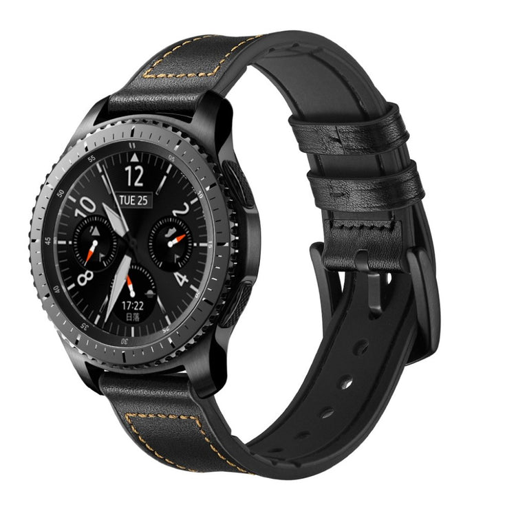 Samsung Gear S3 / Samsung Gear S3 Frontier Ægte læder Rem - Sort#serie_4