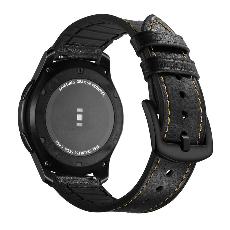 Samsung Gear S3 / Samsung Gear S3 Frontier Ægte læder Rem - Sort#serie_4