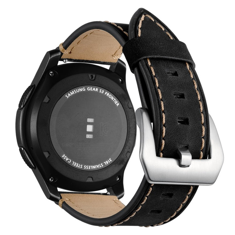 Samsung Gear S3 / Samsung Gear S3 Frontier Ægte læder Rem - Sort#serie_1