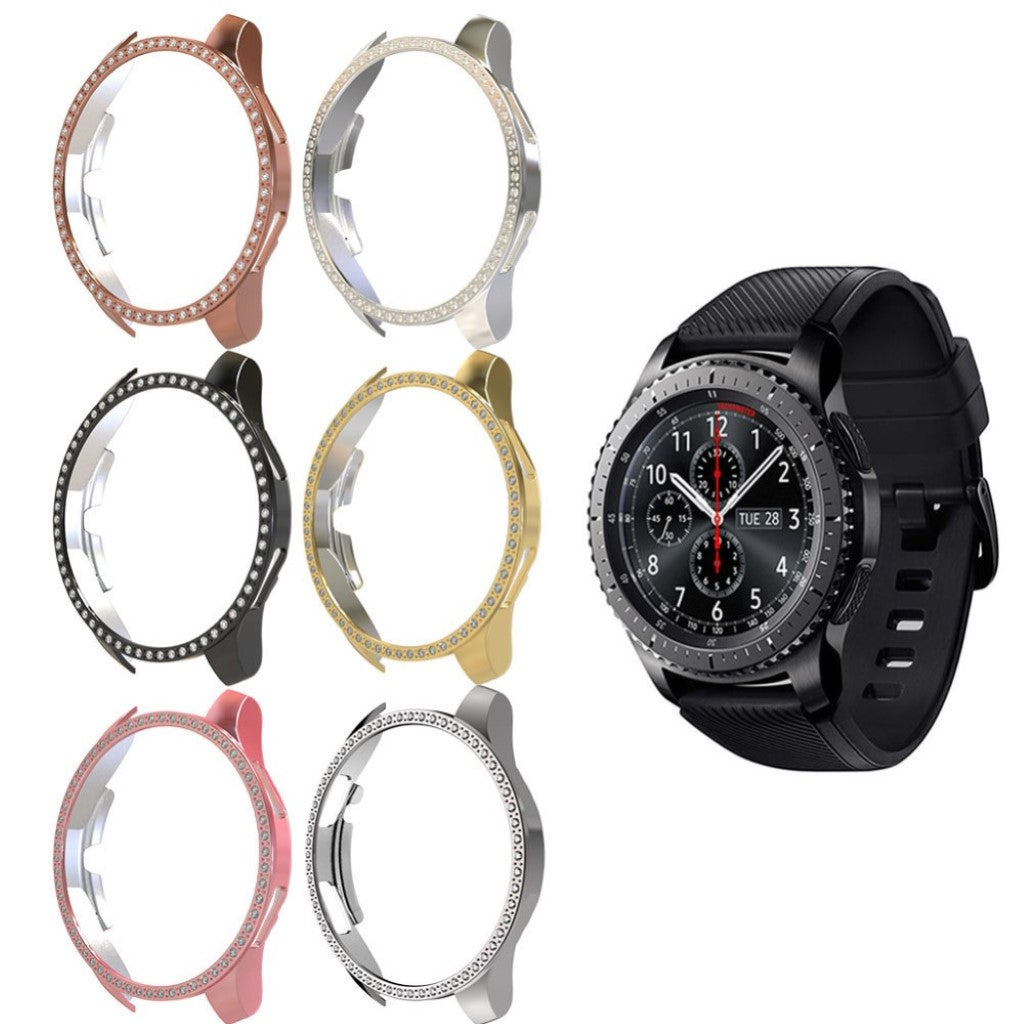 Samsung Galaxy Watch (46mm) Rhinsten og Silikone Bumper - Sølv#serie_6