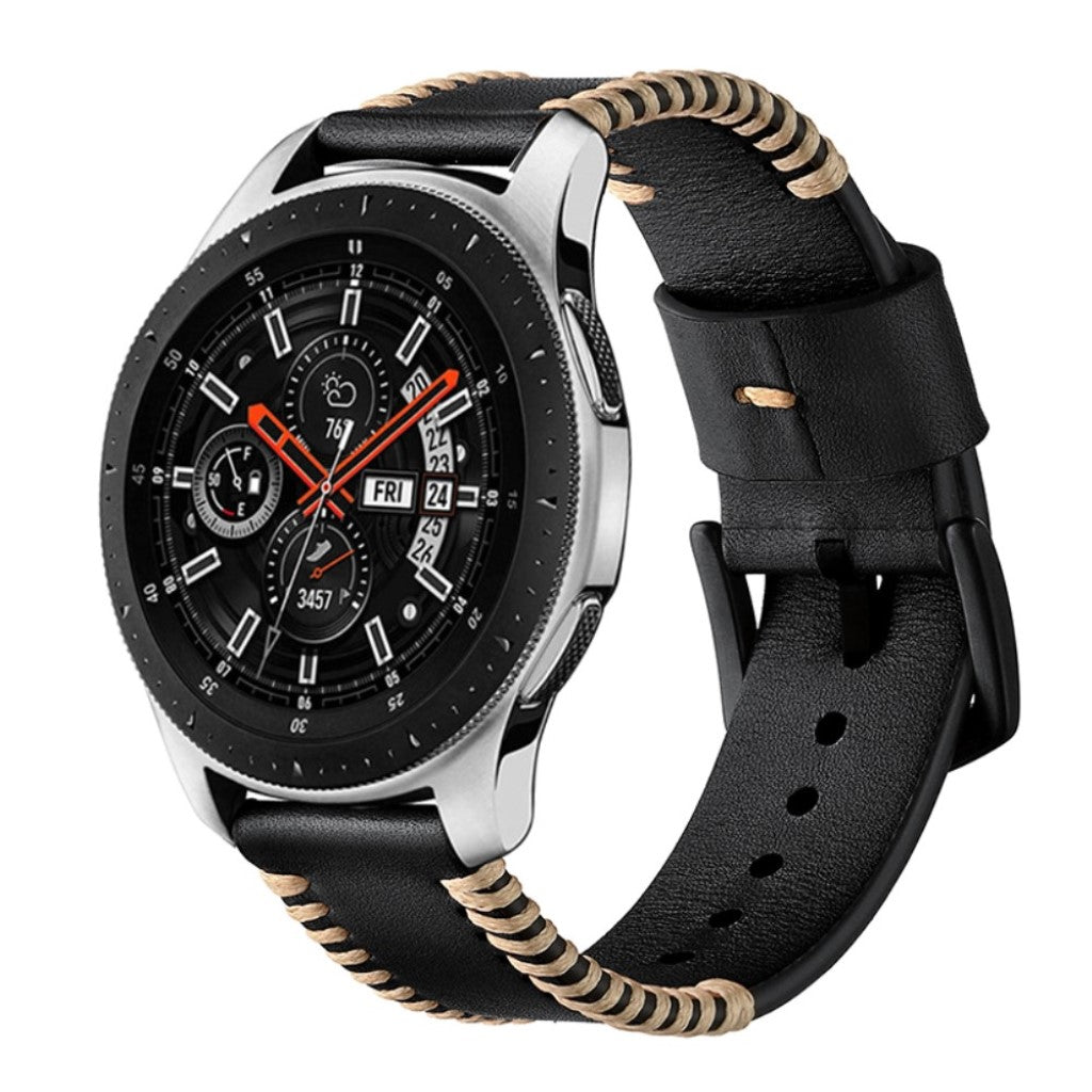 Meget holdbart Samsung Galaxy Watch Active Ægte læder Rem - Sort#serie_1
