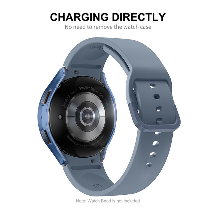 Meget Fint Samsung Galaxy Watch 5 (44mm) / Samsung Galaxy Watch 4 (44mm) Cover med Skærmbeskytter i Plastik og Hærdet Glas - Sølv#serie_9