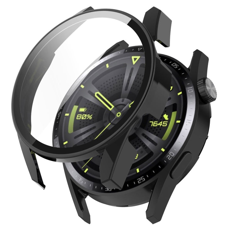 Beskyttende Huawei Watch GT 3 (46mm) Cover med Skærmbeskytter i Plastik og Hærdet Glas - Sort#serie_6