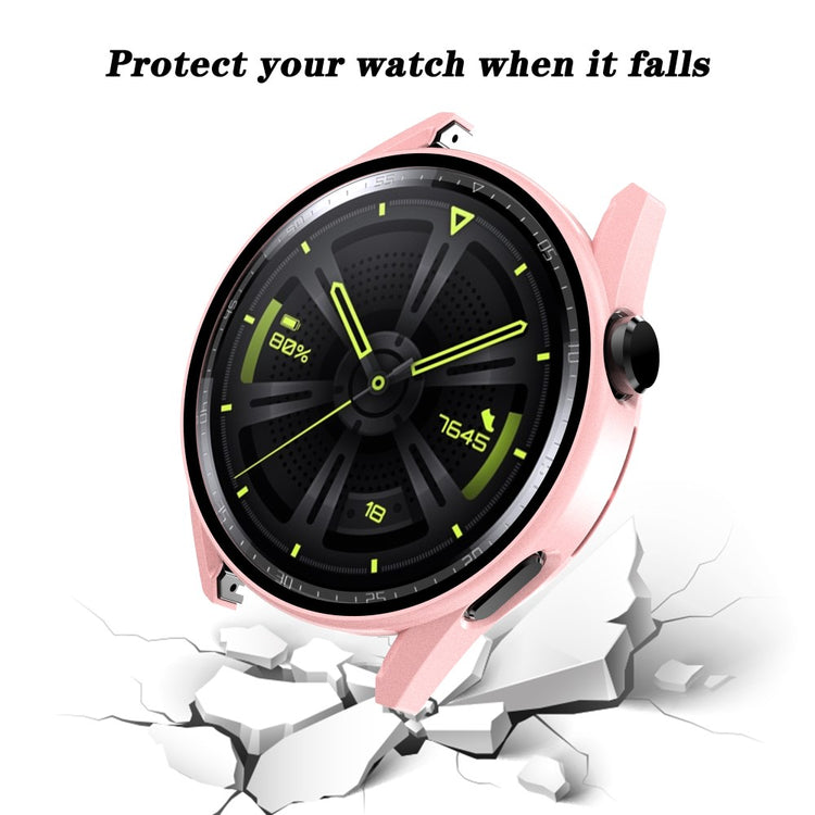 Mega Fint Huawei Watch GT 3 (42mm) Cover med Skærmbeskytter i Plastik og Hærdet Glas - Pink#serie_7