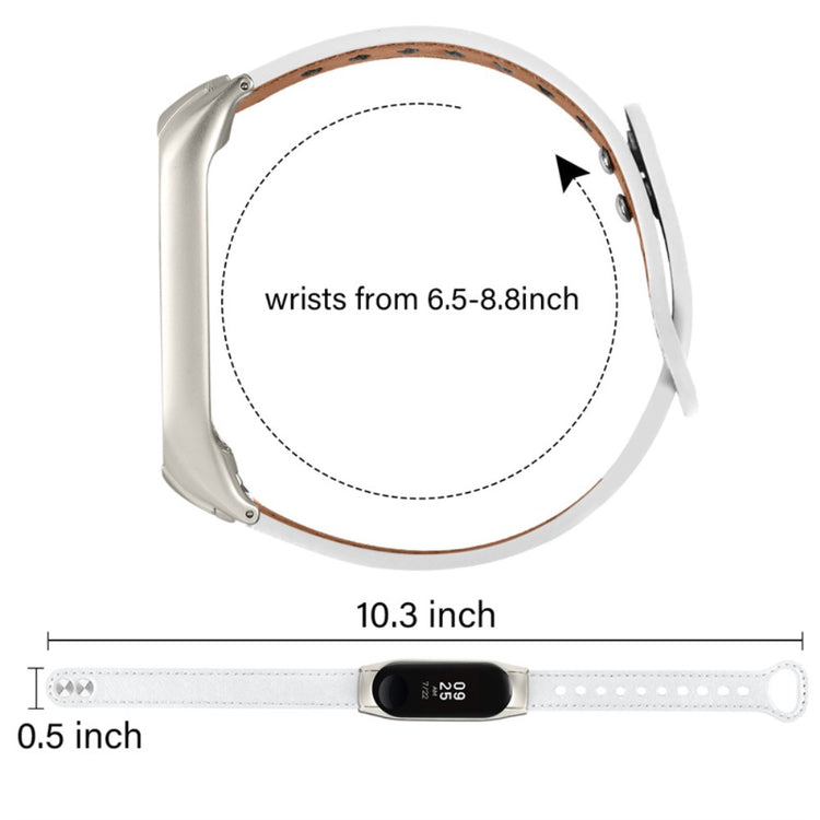 Xiaomi Mi Smart Band 4 / Xiaomi Mi Band 3 Ægte læder Urrem - Hvid#serie_1