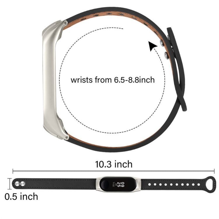 Xiaomi Mi Smart Band 4 / Xiaomi Mi Band 3 Ægte læder Urrem - Sort#serie_2