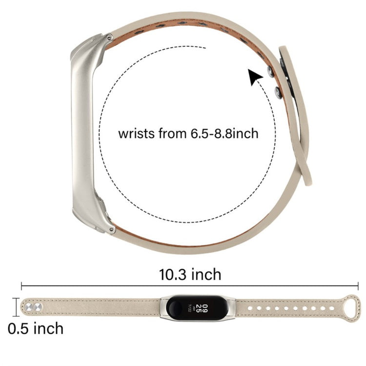 Xiaomi Mi Smart Band 4 / Xiaomi Mi Band 3 Ægte læder Urrem - Hvid#serie_7