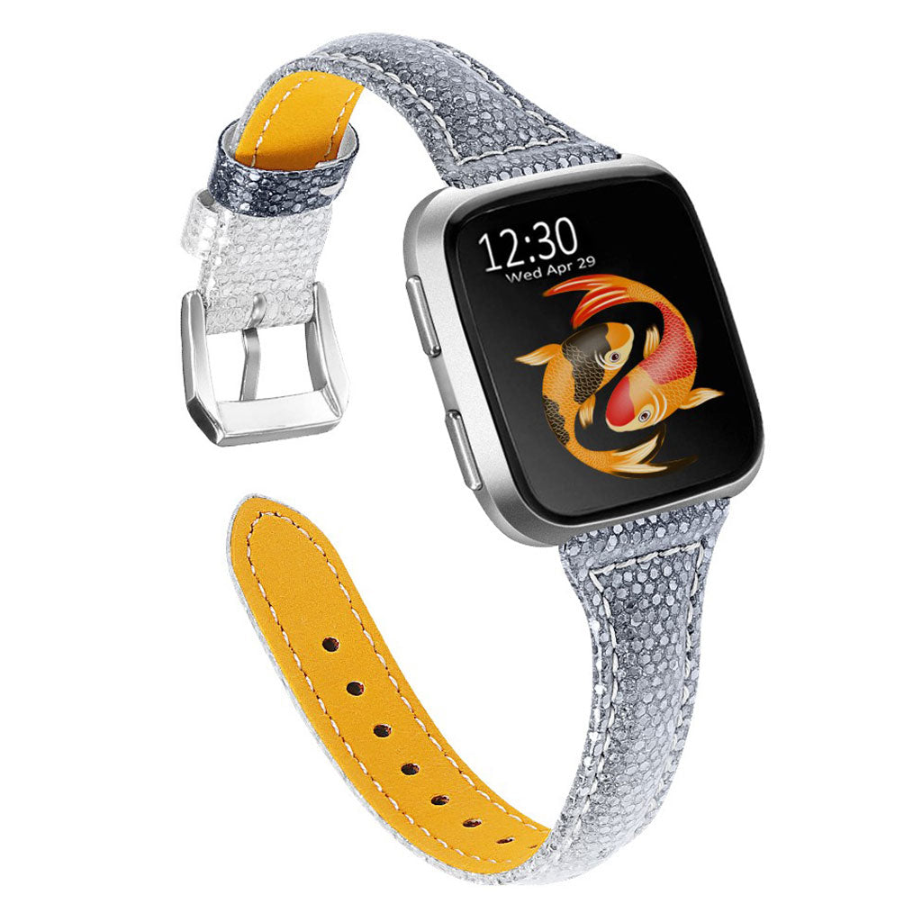 Rigtigt skøn Universal Fitbit Ægte læder Rem - Sølv#serie_1