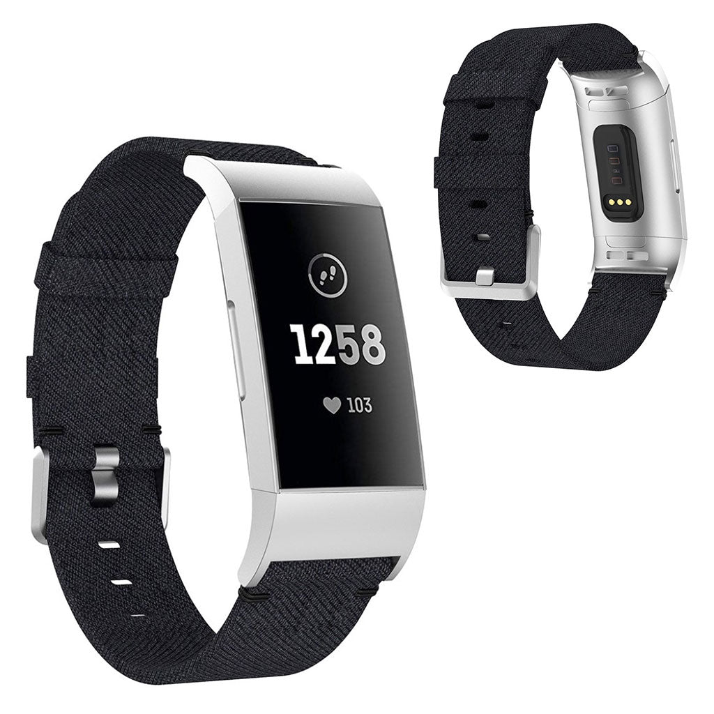 Meget kønt Fitbit Charge 4 / Fitbit Charge 3 Nylon Rem - Sort#serie_1