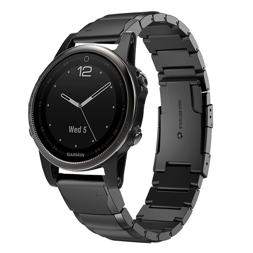 Meget holdbart Garmin Fenix 5S Metal Rem - Sort#serie_1