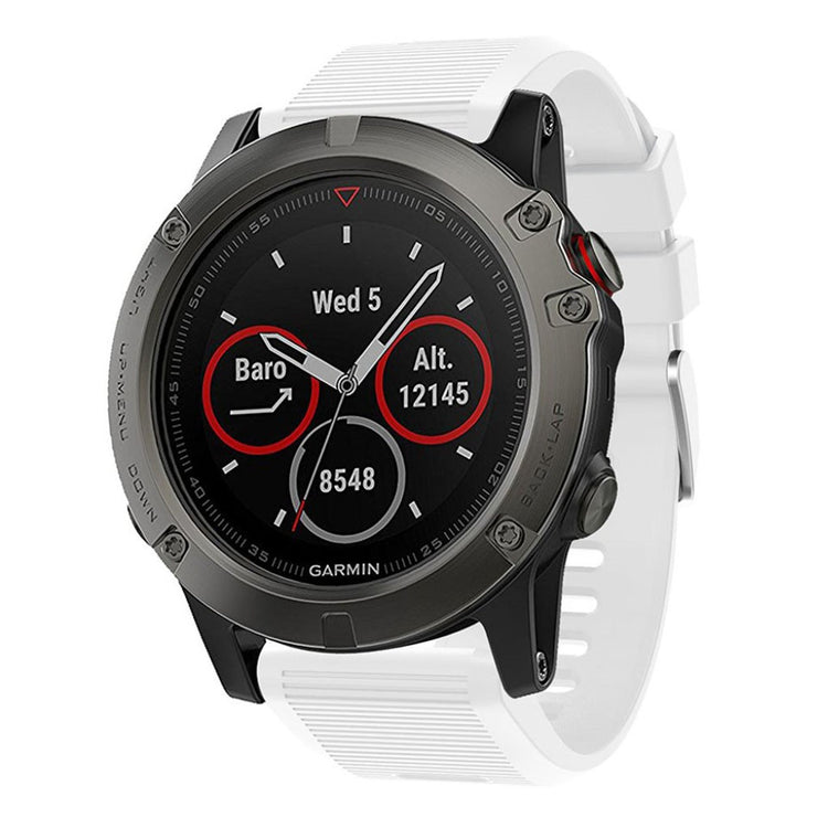 Tidsløst Garmin Fenix 5X Plus Silikone Rem - Hvid#serie_1