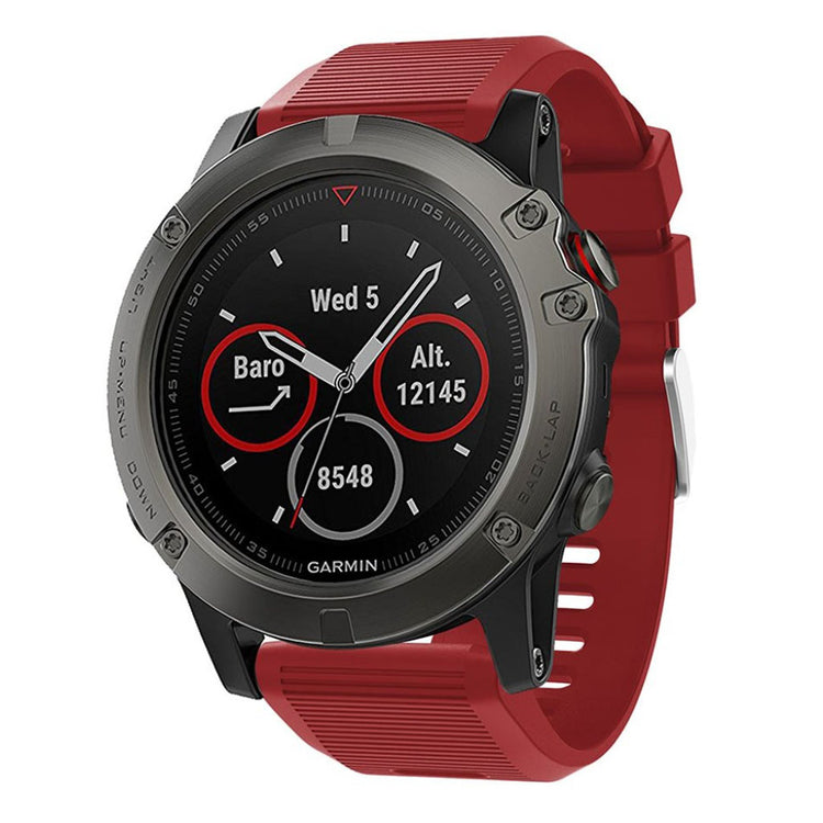 Tidsløst Garmin Fenix 5X Plus Silikone Rem - Rød#serie_11