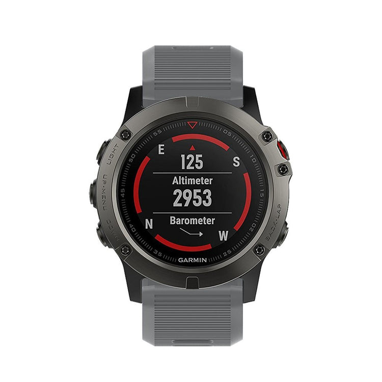 Tidsløst Garmin Fenix 5X Plus Silikone Rem - Sølv#serie_7