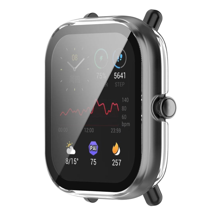 Godt Universal Amazfit Cover med Skærmbeskytter i Plastik og Hærdet Glas - Gennemsigtig#serie_4