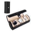 Boîte à montres cylindrique en cuir avec 3 compartiments