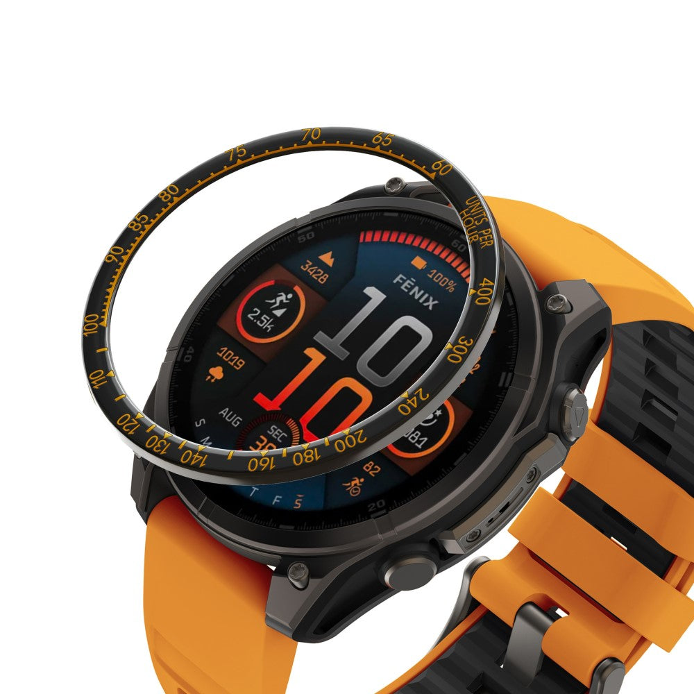 Garmin Fenix 8 51mm Watch Bezel Dual Color Scale Stainless Steel Protective Ring - Black  /  Orange#serie_1
