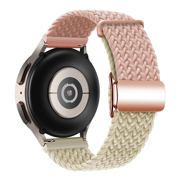 22mm Universal Smartwatch Strap Magnetic Buckle Replacement Woven Wrist Band - Pink+Starlight / Rose Gold Buckle#serie_1