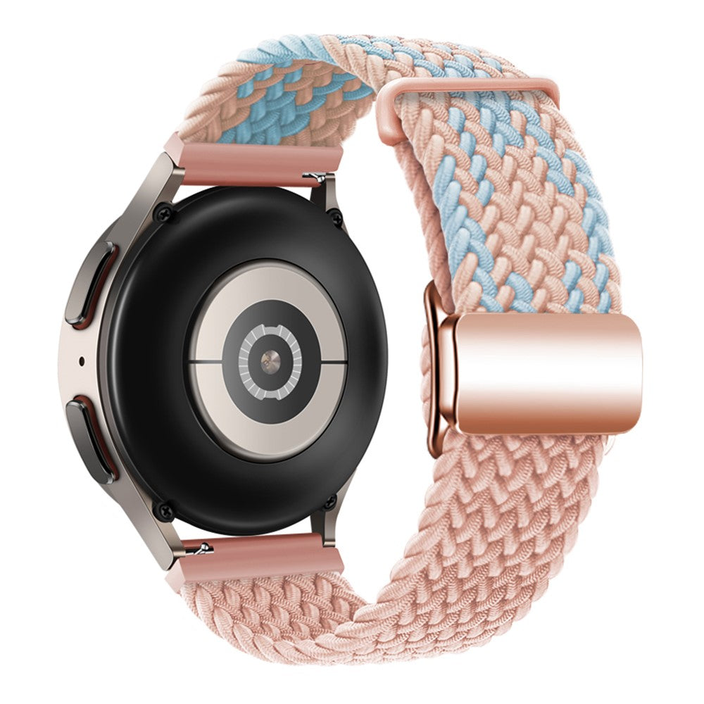 22mm Universal Smartwatch Strap Magnetic Buckle Replacement Woven Wrist Band - Blue+Pink+Pink/Rose Gold Buckle#serie_4