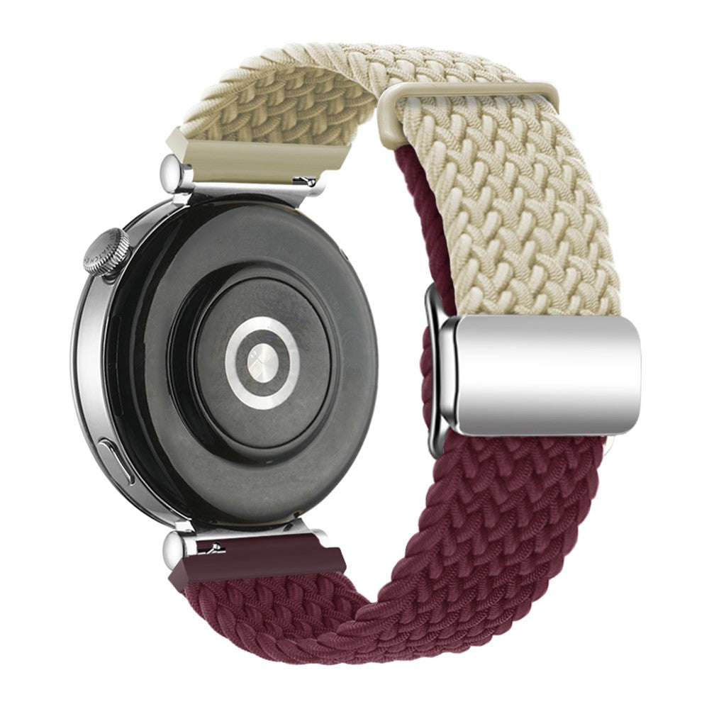 Huawei Watch GT 4 41mm Universal 18mm Watch Strap Woven Wrist Band with Silver Magnetic Buckle - Starlight+Wine Red#serie_18